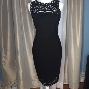 SOLD**Ted Baker Black Lace Trim Sleeveless Dress